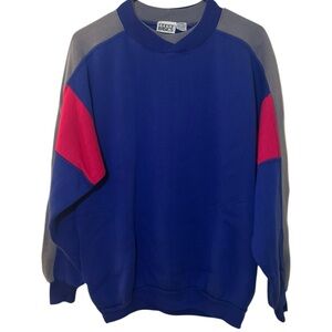 Vintage Trend Basics‎ Blue Grey And Pink Colorblock Crewneck Sweatshirt Size L